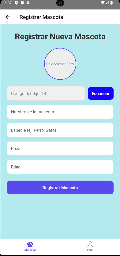 Registra los datos de tu mascota