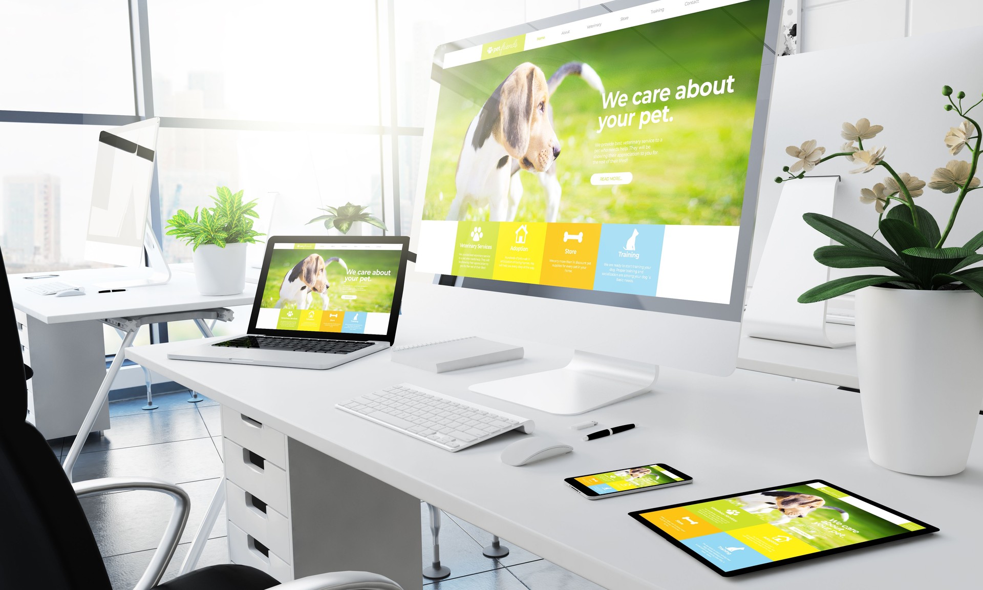 office responsive devices pet website